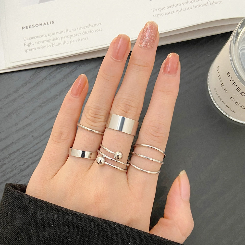 LATS Bohemian Gold Color Chain Rings Set for Women Fashion Boho Coin Snake Moon Star Rings Party 2022 Female Trend Jewelry Gifts