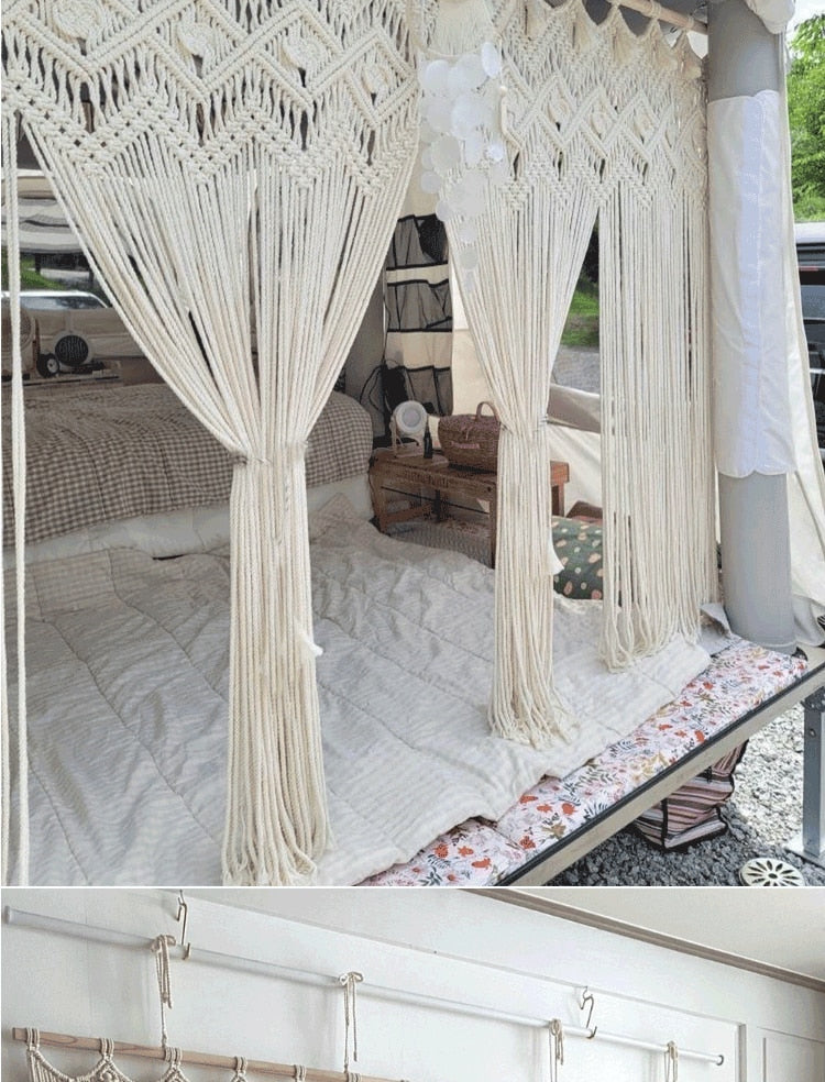 Hand-woven Macrame Cotton Door Curtain Tapestry Wall Hanging Art Tapestry Boho Decoration Bohemia Wedding Backdrop Tapestry