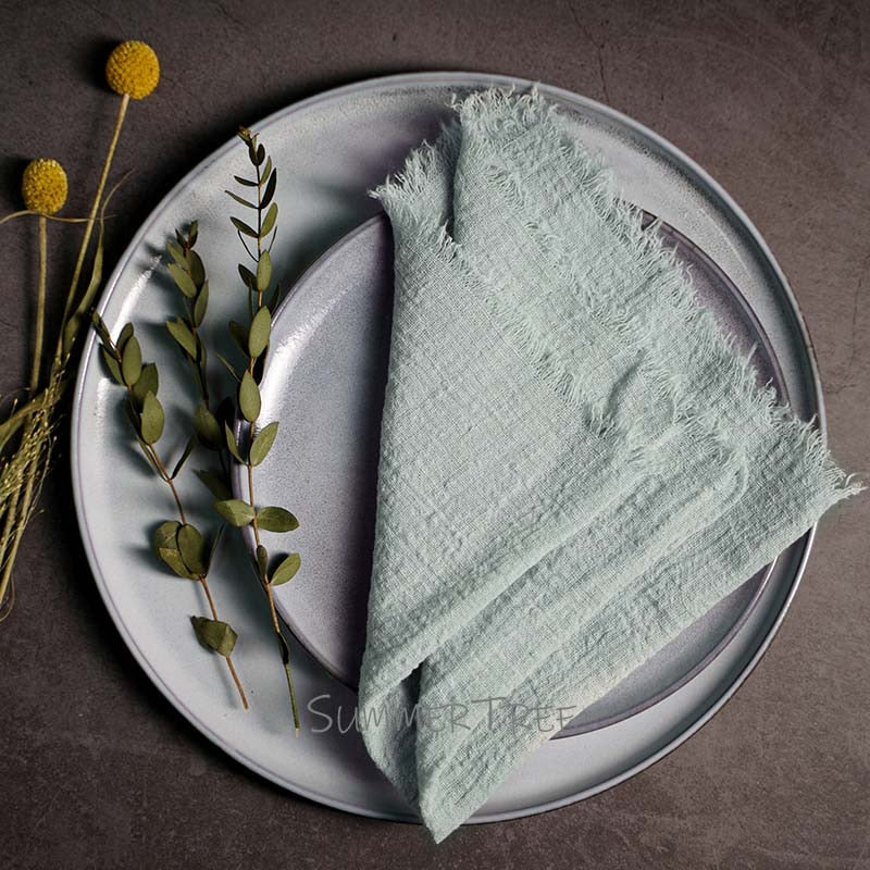 10pcs Napkins Rustic Cotton Gauze 41cm Napkin Muslin Tea Towel Dinner Retro Cheesecloth Wedding Party Supplies Linen Table Decor