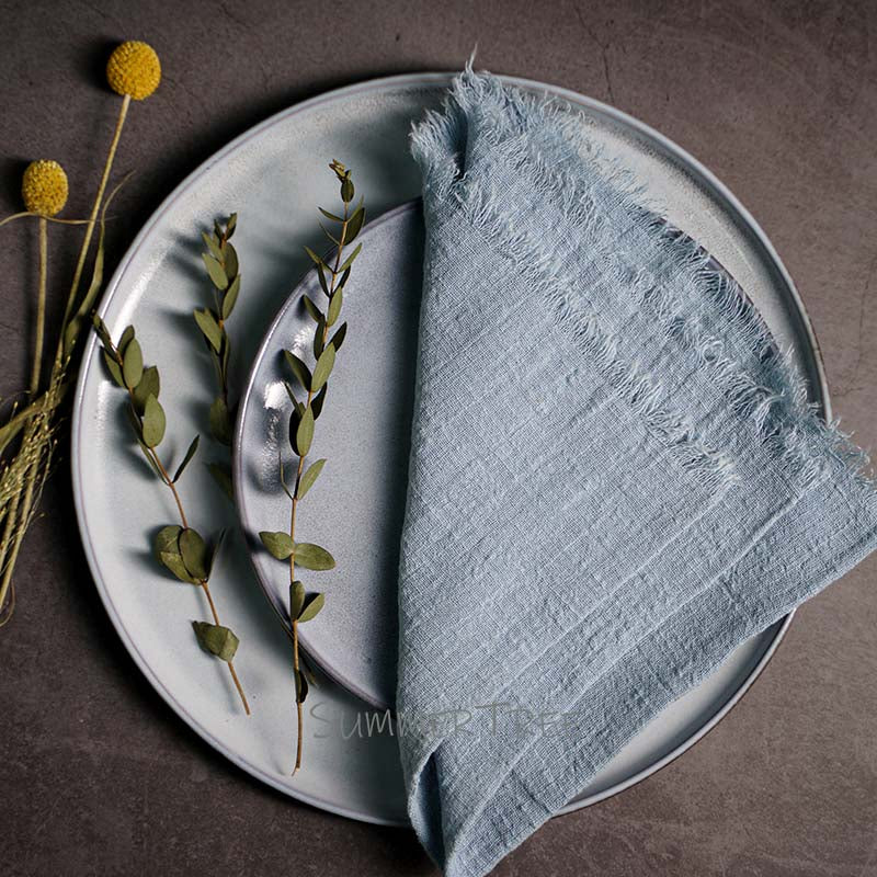 10pcs Napkins Rustic Cotton Gauze 41cm Napkin Muslin Tea Towel Dinner Retro Cheesecloth Wedding Party Supplies Linen Table Decor