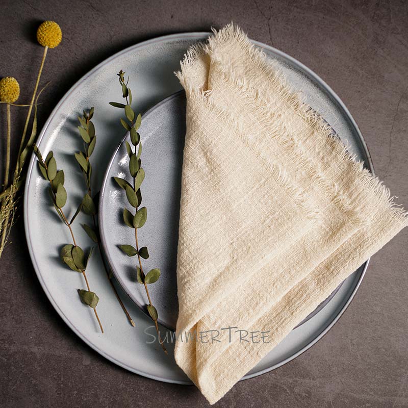 10pcs Napkins Rustic Cotton Gauze 41cm Napkin Muslin Tea Towel Dinner Retro Cheesecloth Wedding Party Supplies Linen Table Decor