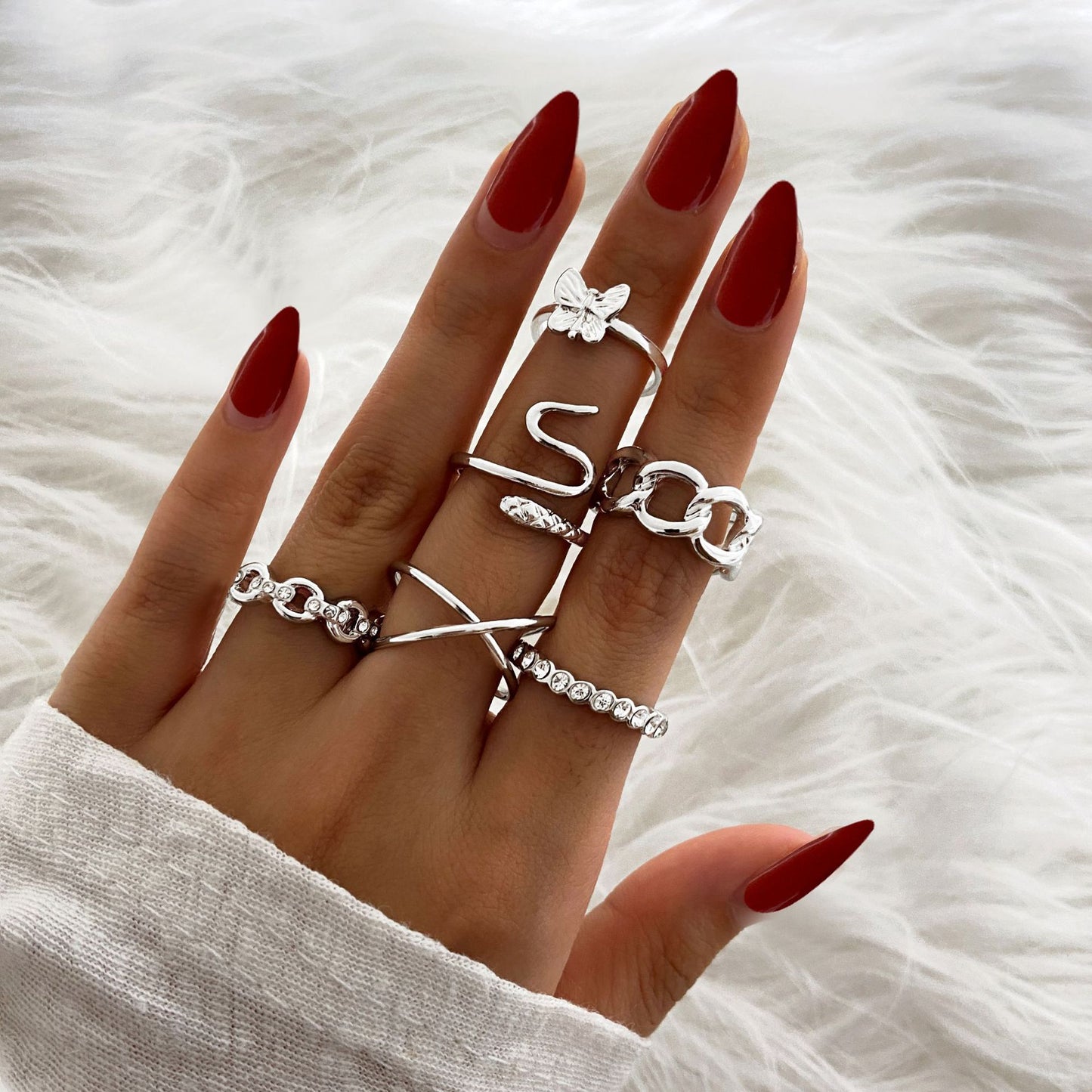 LATS Bohemian Gold Color Chain Rings Set for Women Fashion Boho Coin Snake Moon Star Rings Party 2022 Female Trend Jewelry Gifts